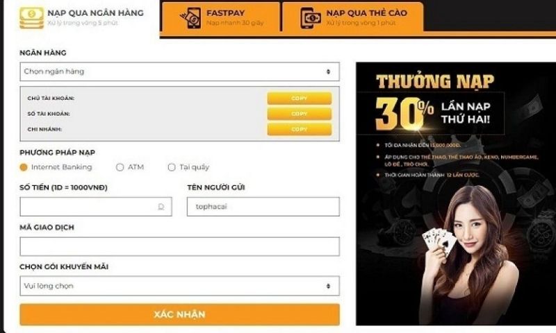 Hướng dẫn cách nạp tiền vào 789bet thông qua chuyển khoản ngân hàng